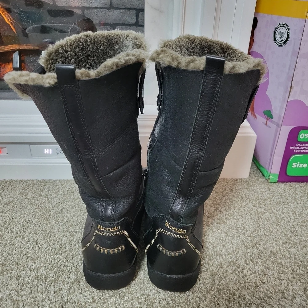 Women's Blondo Canada Mountain Winter Boots Black w/ Shearling Lining, Size 9.5M